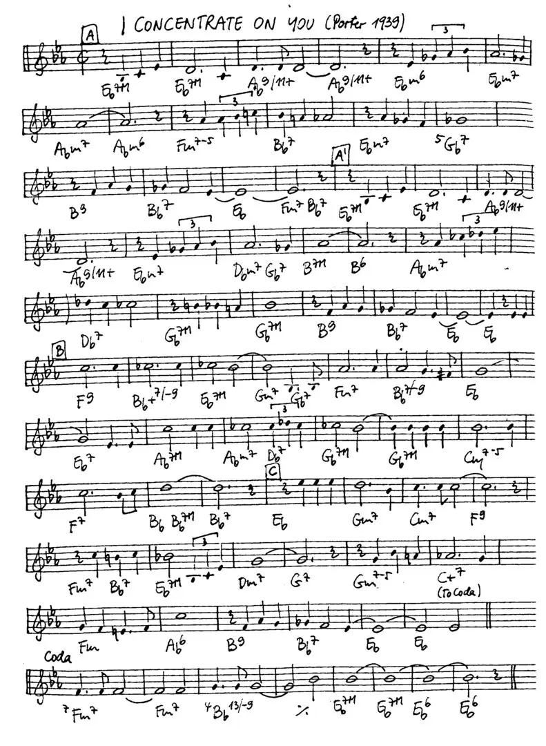 i concentrate on you free jazz leadsheet - Courtesy of the Jungle Jazz Band